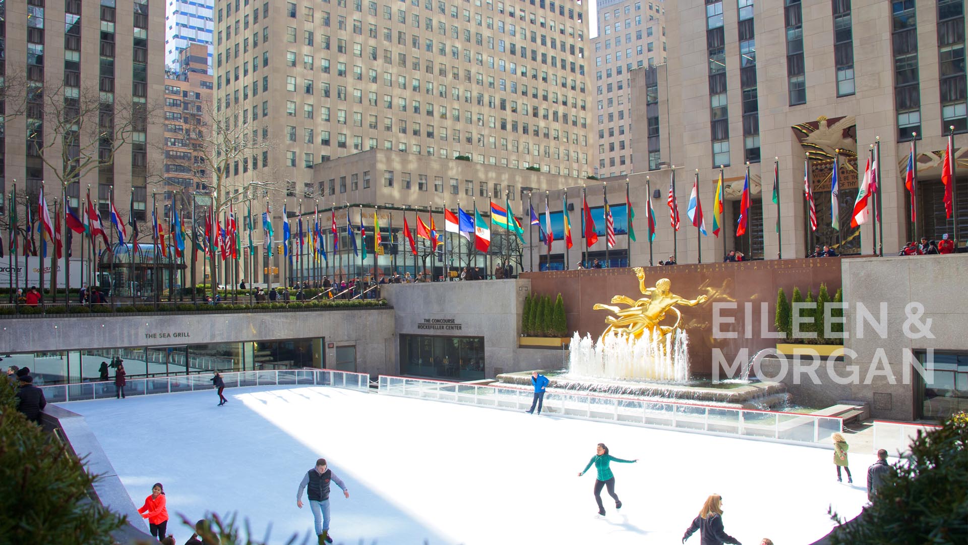 Rockefeller Plaza with skating ring